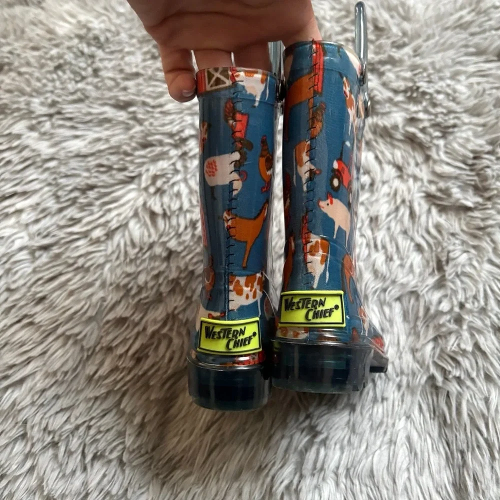 Western Chief Farm Animal Rain Boots Toddler 5c Unisex Spring Summer - Picture 4 of 5
